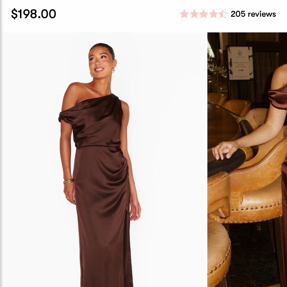 NWT Show Me Your MuMu Jodie Dress - One-Shoulder Satin in Chocolate Brown